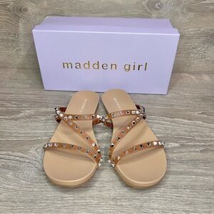 Madden Girl Candy Studded Slide Sandals Tan Size 7.5